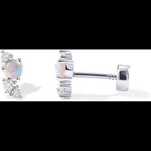 14K Gold Plated Solid 925 Sterling Silver Post Cubic Zirconia Flat Back Earrings